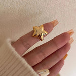Load image into Gallery viewer, 18K PVD Plated Light Cozy Stainless Steel Geometric Smooth Convex Pentagram Open Ring Trendy Women Premium Statement Jewelry
