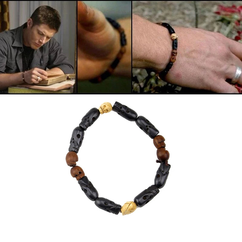 Movie Supernatural Dean Winchester Jensen Ackles Skull Bracelets Bangles Prop Replica Skull Bracelet Jewelry