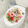 Butterfly Flower Toilet Seat Stickers Self-Adhesive Toilet Lid Decals Diy Removable Stickers For Bathroom Home Decor Ornaments