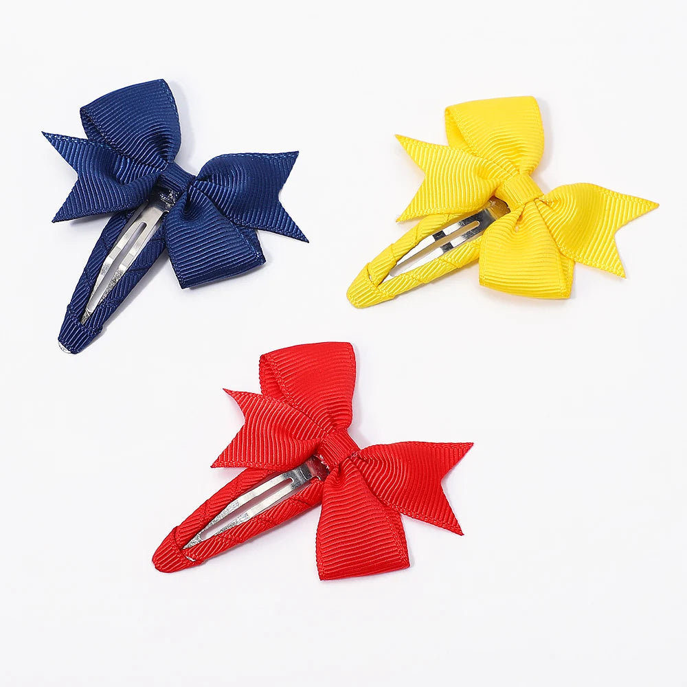 2Pcs/Lot Solid Color Bows Hair Clip For Kids Girls Ribbon Bowknot BB Clip Cute Baby Barrettes Hairpins Headwear Hair Accessories