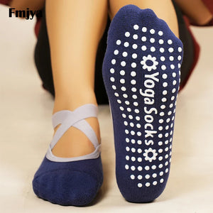 Bandage Yoga Socks Women Pilates Ballet Dance Cotton Socks Non-Slip Fitness Sport Sock Gym Workout Slipper Running Grip Socks