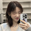 Pull-out Leather Metal Love Necklace Female Design Sense Niche Retro Personality Simple Versatile Neck Chain Collarbone Chain