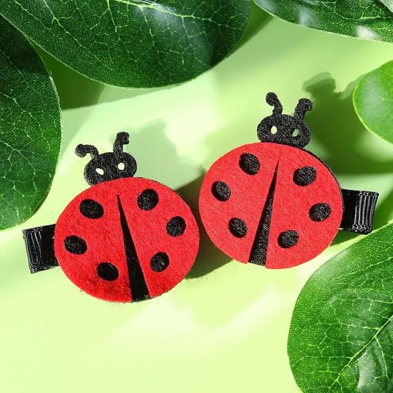 ncmama 2Pcs/set Cute Ladybug Hair Clips for Children Sweet Girls Cartoon Animal Hairpin Kids Barrettes Headwear Hair Accessories