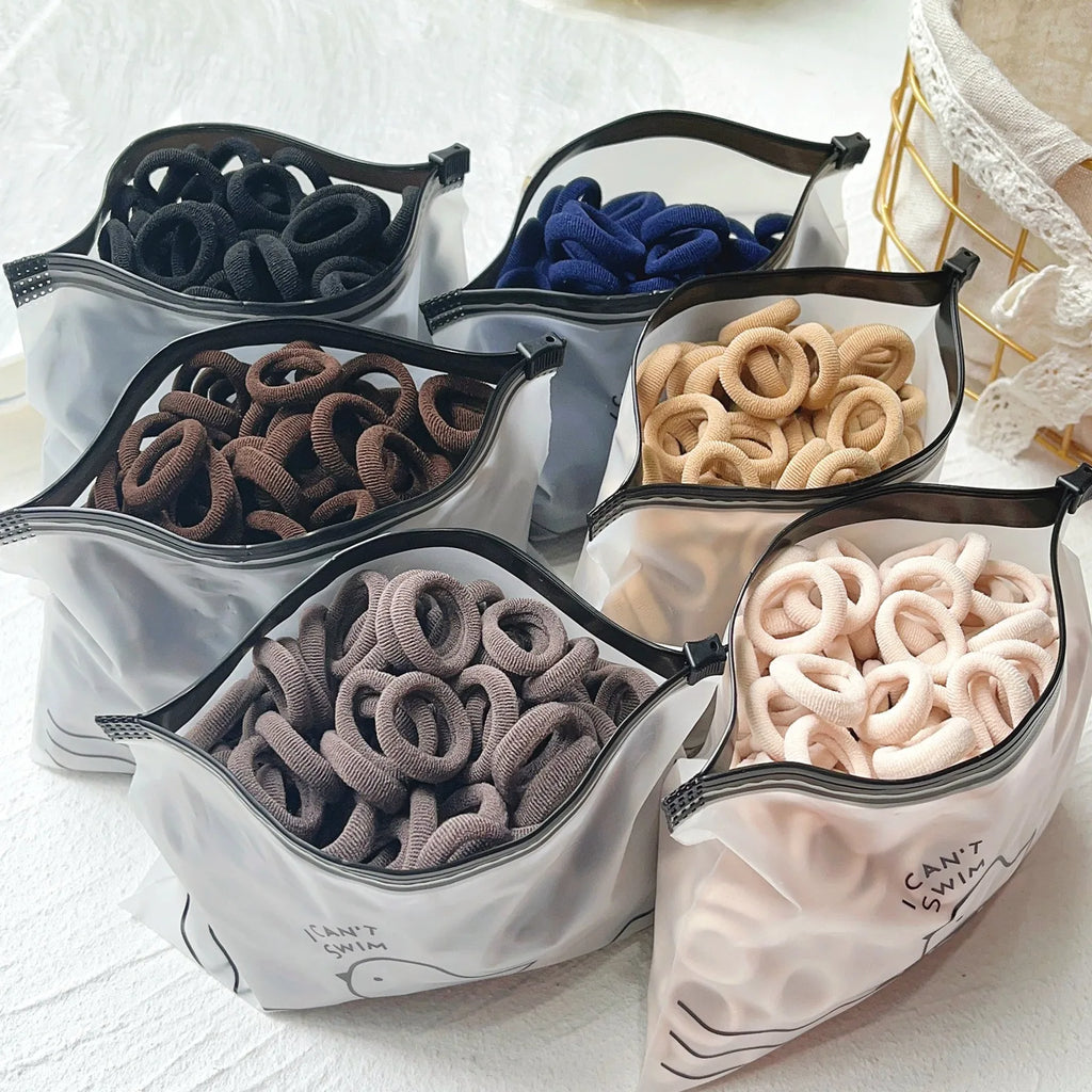 20/50/100PCS Colorful Basic Nylon Ealstic Hair Ties for Girls Ponytail Hold Scrunchie Rubber Band Kids Basic Hair Accessories