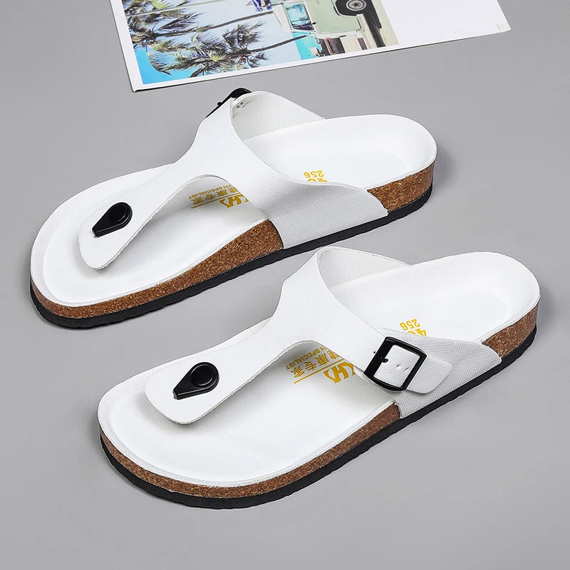 All-match Flats Beach Slippers Mens Slip on Shoes Half Drag Leather Street Personality Men's Flip-flops Men Casual Walking Shoe