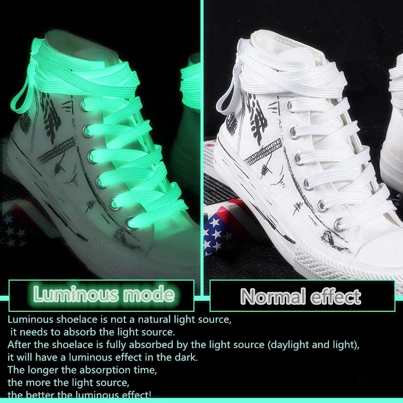 New 1 Pair Luminous Shoelaces Flat Sneakers Canvas Shoe Laces Glow In The Dark Night Color Fluorescent Shoelace 80/100/120/140cm