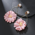 Load image into Gallery viewer, Fashion Pink Flower Long Clip on Earrings 2023 Designs Bohemia Handmade Petal Ear Clips for Women Gift
