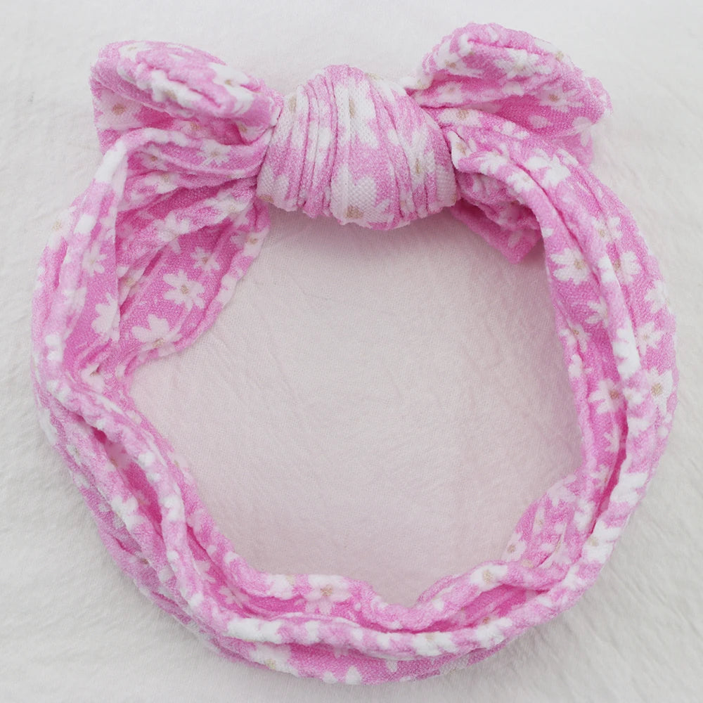 1PCS Knit Baby Bow Headbands Printed Bowknot Headband For Baby Girls Turban Elastic Hairband Kids Headwear Hair Accessories