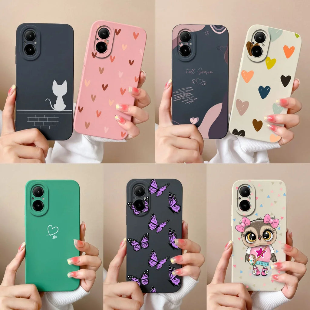 For Realme C67 Phone Case Fun Butterfly Camera Protection Soft Liquid Silicone Back Cover For Oppo Realme C 67 Funda Coque Capa