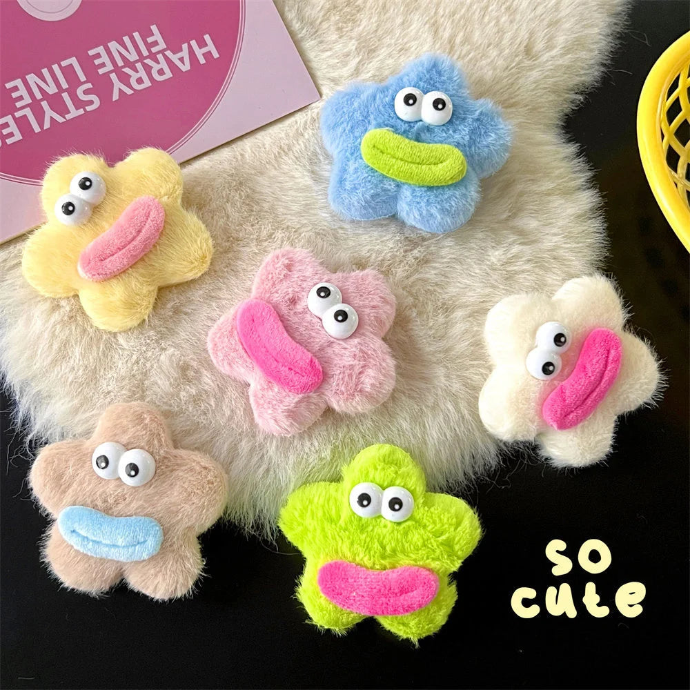 Plush Hair Clips Girl Funny Star Big Eye Colorful Side Clip Mini Cute Baby BB Clips Headwear Kid Cartoon Hairpins Accessories