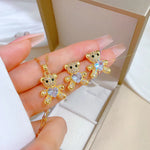 Load image into Gallery viewer, Cute Fashionable Bear Micropaved Rhinestone Pendant Necklace Earrings Set Women's Jewelry Perfect Birthday Gift for Girls Women
