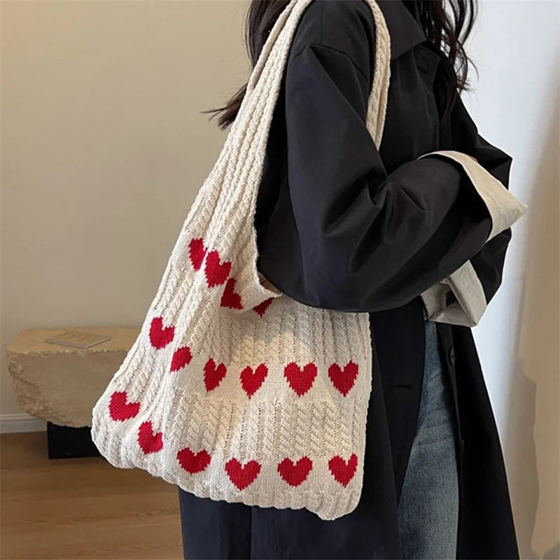 Knitted Handbags Female Large Capacity Totes Women's Shoulder Bag Summer Beach Bag Purses Casual Hollow Woven Shopping