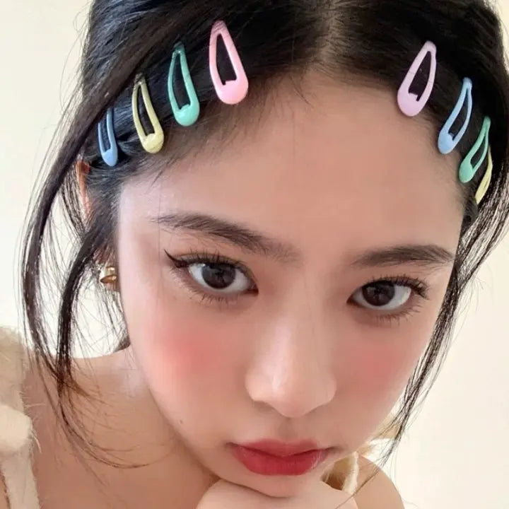 Girls Cute Colorful Waterdrop Shape Hairpins Sweet Hair Clip Kids Barrettes Solid Colors Fashion Bobby Pin Headwear Accessories