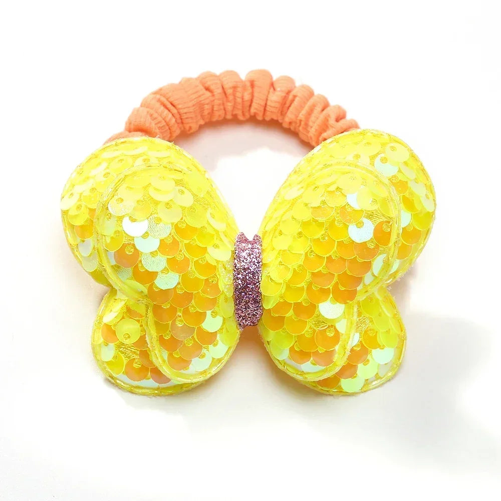 2Pcs/lot Lovley Flower  Ponytail Elastic Hair Bands for Girl Children Hair Ties Cartoon Kids Hair Accessories Baby Headwear