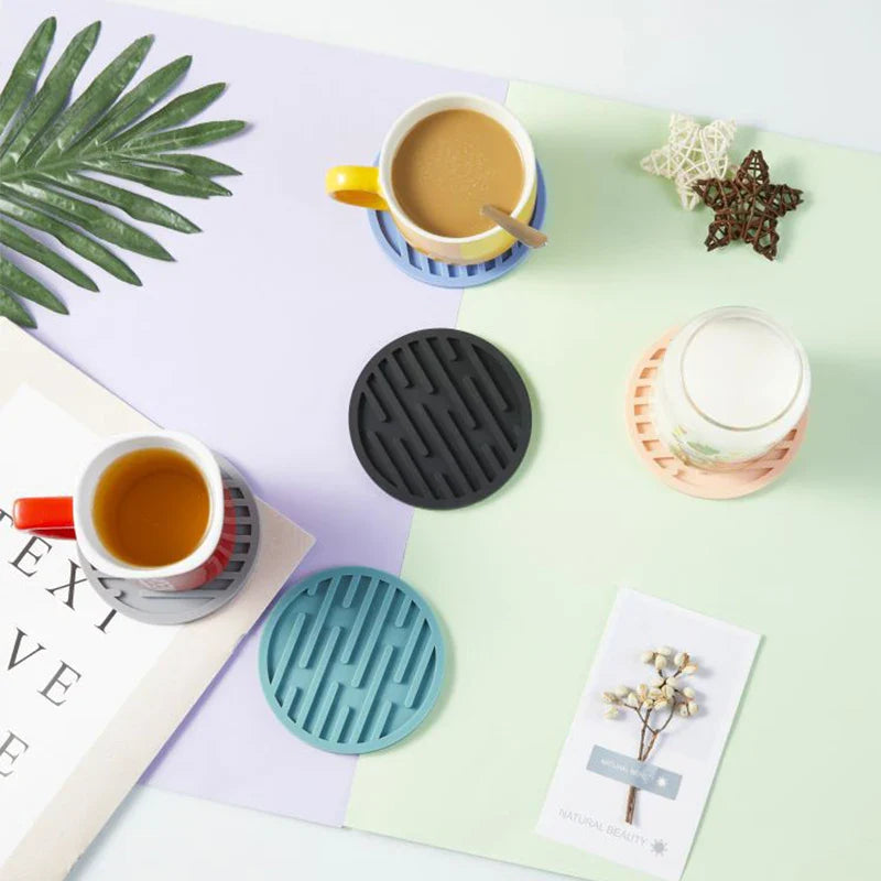 Food Grade Silicone Cup Coaster Tabletop Protection Slip Insulation Pad Glass Cup Mat Hot Drink Holder Home Kitchen Accessories
