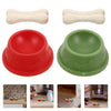 2 Sets Dog Bowl Model Tots Toys Dollhouse Accessories Miniature Pet Figurines for Kids Room