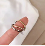 Load image into Gallery viewer, Classic Gold Color Triple Rolling Ring Three In One Sets Stainless Steel Wedding Engagement Female Interlocked Stackable Ring
