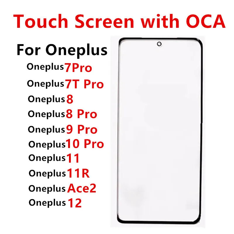 8Pro 9 Pro 7Pro Touch Screen For Oneplus 12 11 11R 10 Pro 9 8 7 7T ACE2 Out Glass LCD Front Panel Lens With OCA Glue