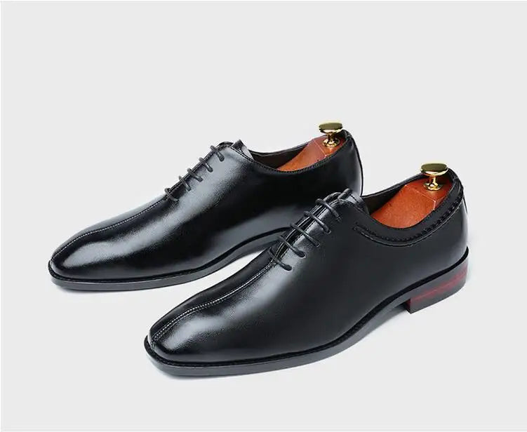 Men's Classic Retro Oxfords Shoe Mens Lace-up Business Dress Office Leather Shoes Men Fashion Wedding Party Flats