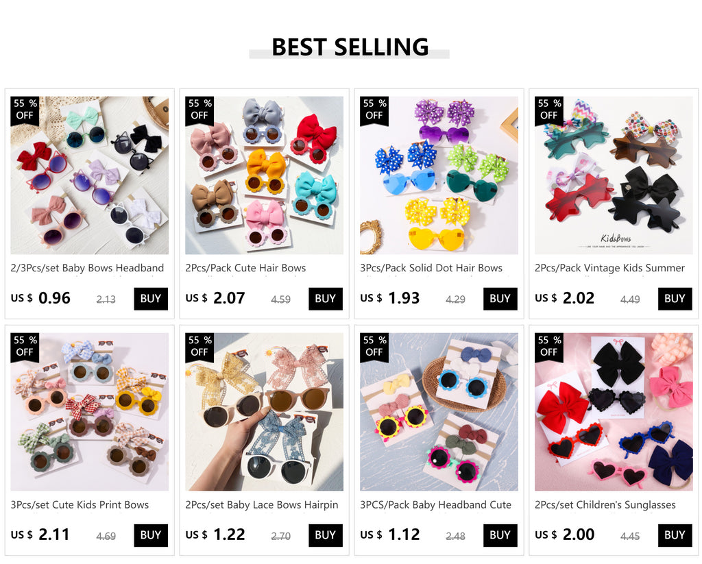 3Pcs/Pack Solid Dot Hair Bows Clip Girls Boutique Bowknot Hair Clips Kids Colorful Heart Sun Glasses Children Hair Accessories