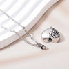 Stainless Steel Angel Wing Hold Heart Cremation Urn Necklace Keepsake Memroial Jewelry For Ash