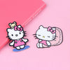 Hello Kitty Sanrio Self Adhesive Girl Embroidery Cloth Patch Size Cartoon Kawaii Fashion Clothes Back Glue Ironing Patch Gifts