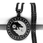 Load image into Gallery viewer, Viking Stainless Steel Divination Letter Yin and Yang Wolf Chain Necklaces Women/Men Black Color Necklace jewlery NXH284S03
