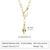 Statement Zirconia Snake Design Women's Pendant Necklace Stainles Steel Gold Plated Paperclip Chain Jewelry