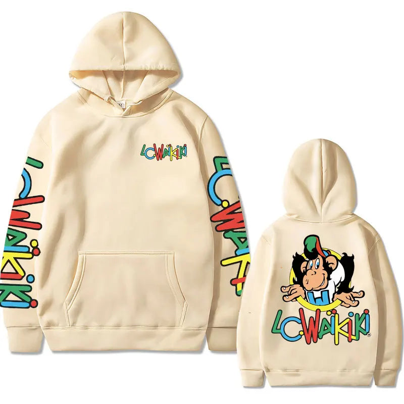 Hot Sale Funny Monkey Graphic Hoodie Lc Waikiki Monkey Double Sided Print Hoodis Men Women Brand Clothes Man Fashion Sweatshirt