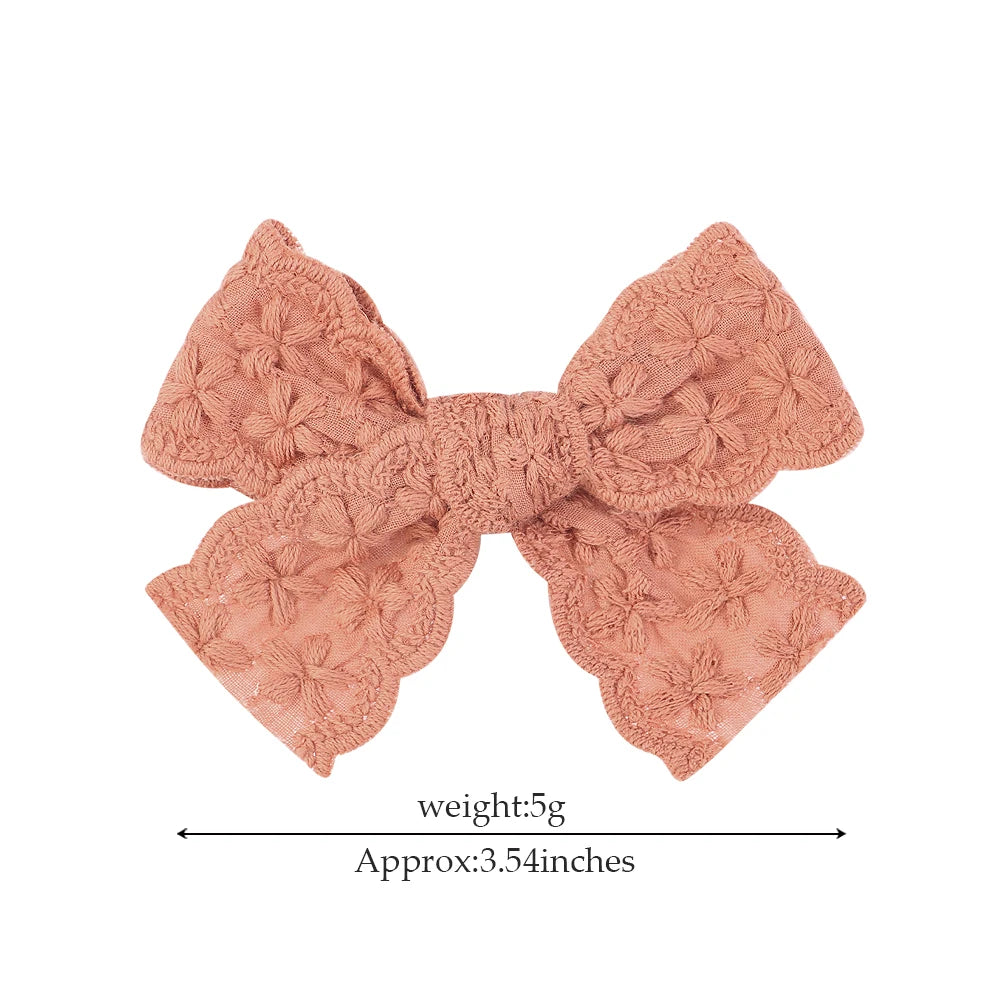 1pcs Embroidery Bowknot Safe Hair Clips for Girls Boutique Bows Hairpins Cute Barrettes Headwear Kids Baby Hair Accessories