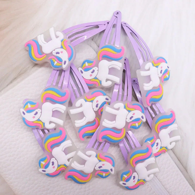 2Pcs/Set Purple Unicorn Fashion Girl Noctiluce Hairpins Cute Children Lovely Hair Clips Barrettes Headband Kids Hair Accessories