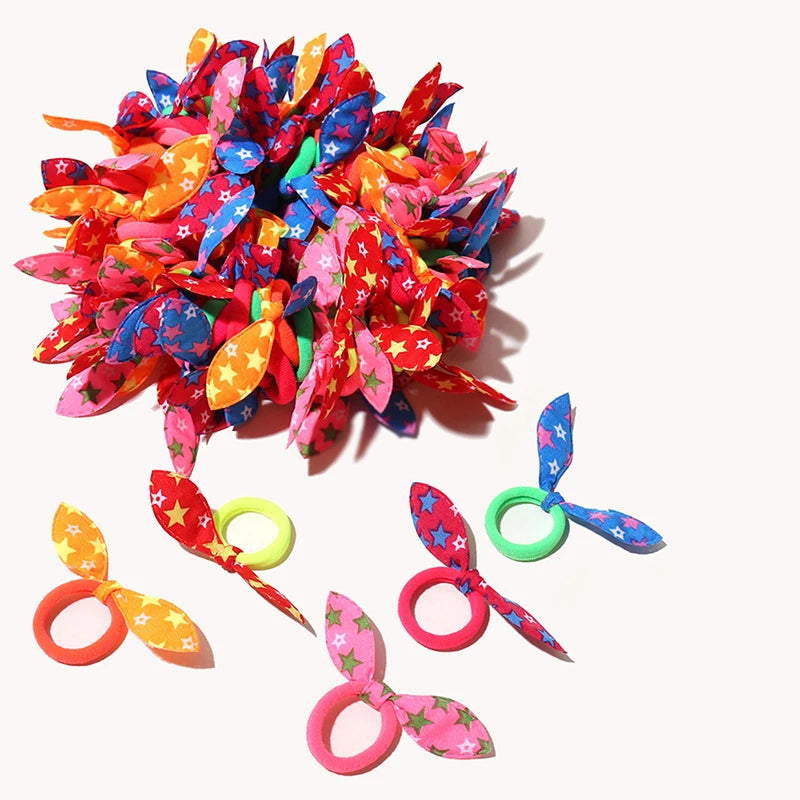 10/20Pcs/Set Girls Cute Rabbit Ears Hair Bands Colorful Nylon Headband Children Ponytail Holder Scrunchie Kids Hair Accessories