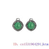 Green Jade Earrings Chinese Accessories Real Jewelry Jadeite Charm Natural 925 Silver Charms Amulet Vintage Carved Women Luxury