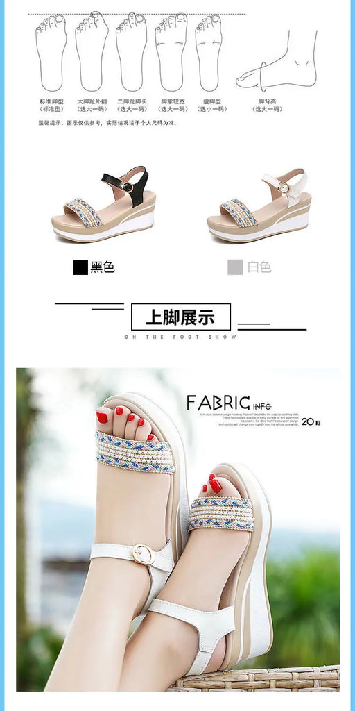 Ladies Shoes Wedges Heel Footwear Wedge with Platform Waterproof Summer 2024 Rhinestones Sandals for Women Outdoor Pumps Diamond