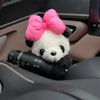 Plush Panda Clutch Decoration Car Wiper Turn Signal Switch Ornaments Cute Bowknot Panda Car Wiper Doll Auto Interior Accessories