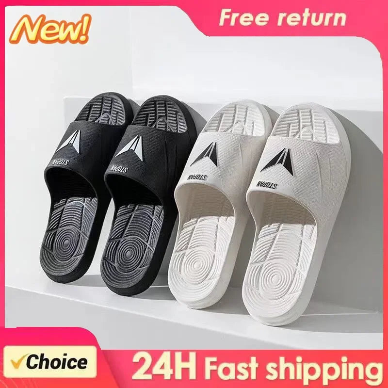 New Men's Slippers Summer Fashion Soft Sole Non-slip PVC Flip Flops Casual Outdoor thick sole Slippers Bathroom Couple Slippers