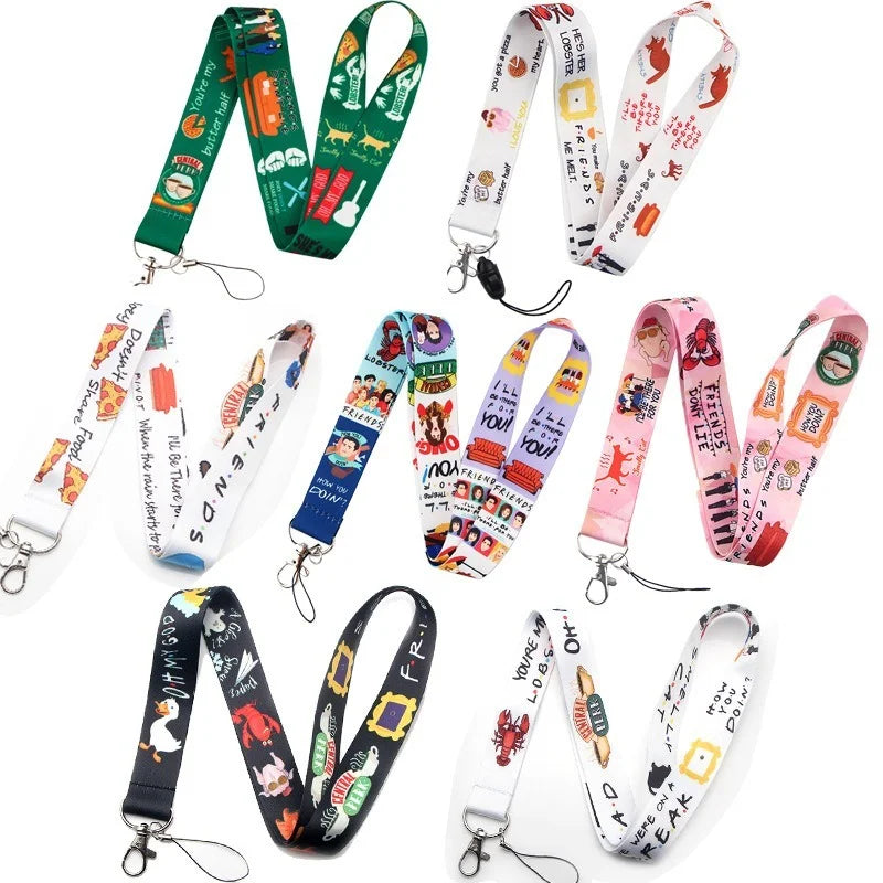 Friends Lanyard Keychain Rope Mobile Phone Neckband Lanyard Key ID Card USB Badge Clip DIY Lasso Lanyard Kawaii Lanyard