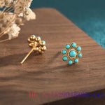 Load image into Gallery viewer, Turquoise Jade Earrings Charm 925 Silver Accessories Ear Studs Women Amulets Gemstone Natural Real Chinese Jewelry Talismans
