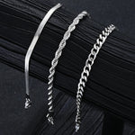 Load image into Gallery viewer, 2024 New Simple Stainless Steel Silver Color Jewelry Sets for Men Unisex Punk Vintage Smooth Ring Necklace Bracelet Set Gifts
