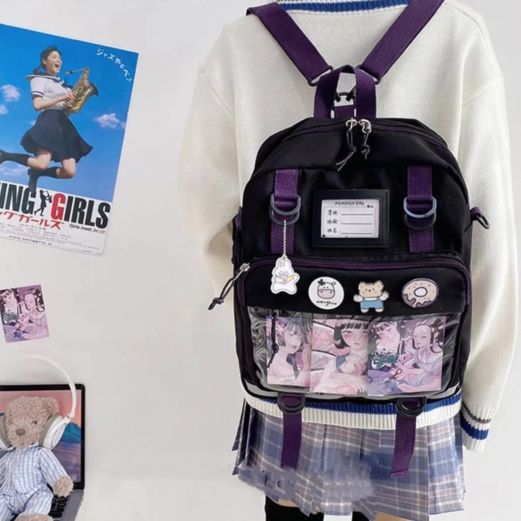 Japanese Harajuku Backpack Women JK Uniform Bag School Backpack Shoulder Bag Teenage Girls Itabag Transparent ita bag Handbags