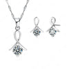 New Fashion Set For Women Cross CZ 925 Sterling Silver Pendant Necklace & Stud Earrings With High Quality