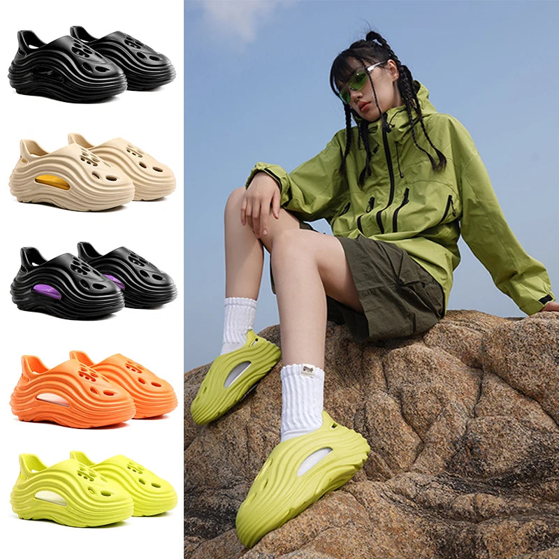 2024 Summer Men Women Slippers Thick Sole Platform Outdoor Garden Clogs Shoe Beach Sandals Male EVA Home Slides Lover Flip Flops