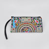 Vintage Ethnic Style Embroidered Long Wallet Wristlet Clutch Bag with Flower Fabric and Phone Pocket