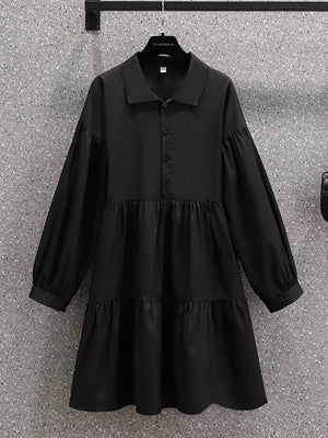 Plus Size Dresses Women Autumn 2024 New Arrival Long Sleeve Black T Shirt Dress Women Korean Style Large Size Dresses Female