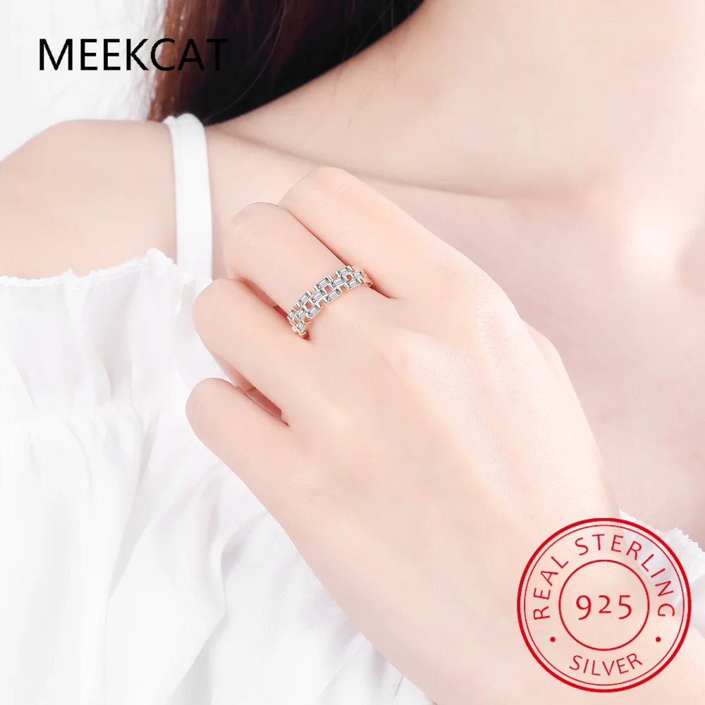 Classic Luxury Full Cubic Zirconia Ring 925 Sterling Silver CZ Finger Rings For Women Girls Party Accessories Jewelry JZ1337