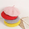 Wool Kids Girls Hat with Pearls Retro Baby Beret Hats for Girls Autumn Kids Winter Cap for Children Accessories 2-6Y