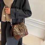Load image into Gallery viewer, Leopard Small PU Leather Women Bucket Crossbody Bags 2024 Fall Designer Shoulder Bag Luxury Brand Ladies Handbag Lady Trend Tote
