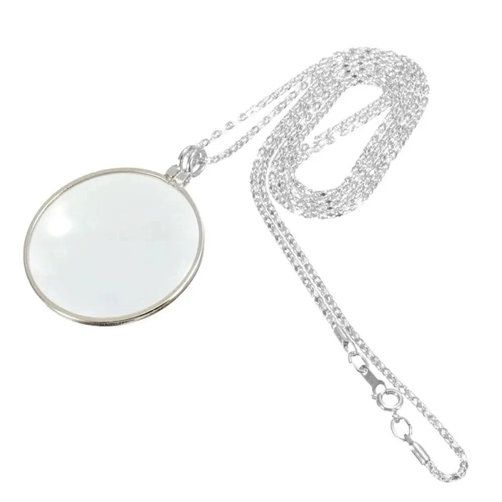Portable Reading Necklace Magnifier Durable High Definition 5X Magnifying Glass Gold/Silver Mini Clavicle Chain Women