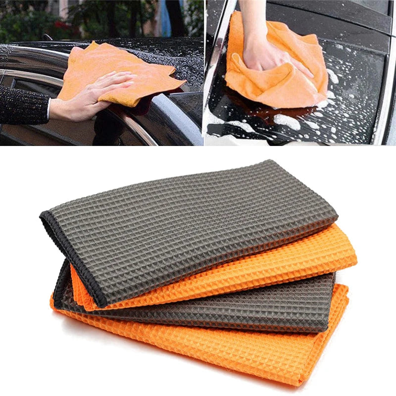 Car Wash Towel Glass Cleaning Water Drying Microfiber Window Clean Wipe Auto Detailing Waffle Weave for Kitchen Bath 40*40cm