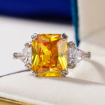 Load image into Gallery viewer, Huitan Square Yellow Cubic Zirconia Women's Finger-ring for Wedding Party Temperament Lovely Luxury CZ Rings Anniversary Jewelry
